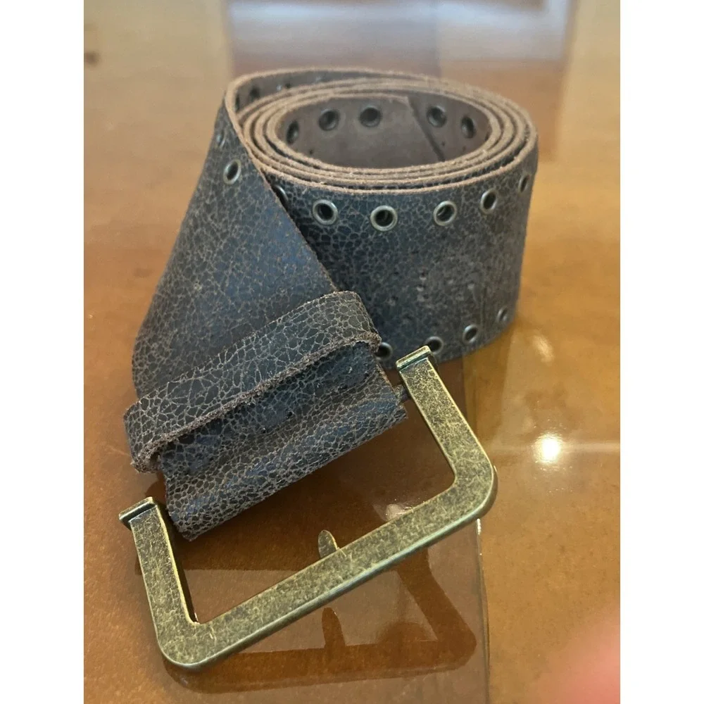Free People Wide Leather Belt Boho Western Size Med/ Large Brown - Picture 1 of 9